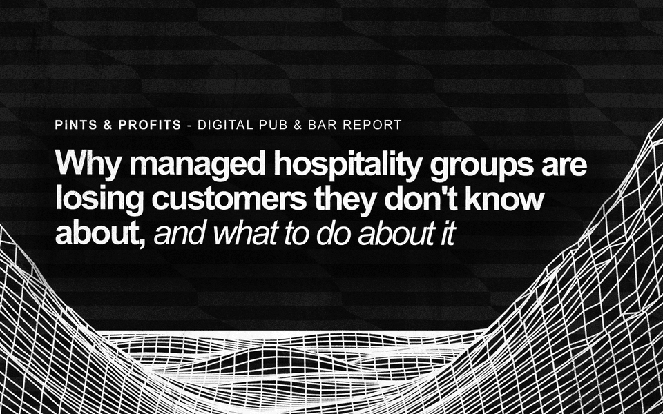 A 3D mountain and valley topography. Inside, it says “why managed hospitality groups are losing customers and what to do about it.”